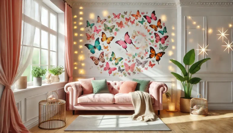 Beautiful butterfly wall decor ideas to add color, charm, and elegance to your home, perfect for living rooms, bedrooms, and creative spaces.